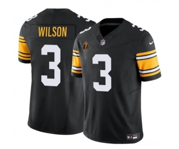 Men's Pittsburgh Steelers #3 Russell Wilson Black 2024 F.U.S.E. With Walter Payton Patch Vapor Untouchable Limited Football Stitched Jersey