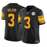 Men's Pittsburgh Steelers #3 Russell Wilson Black F.U.S.E. With Walter Payton Patch Color Rush Limited Football Stitched Jersey