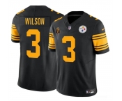 Men's Pittsburgh Steelers #3 Russell Wilson Black F.U.S.E. With Walter Payton Patch Color Rush Limited Football Stitched Jersey