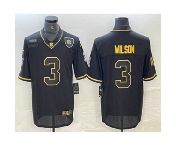 Men's Pittsburgh Steelers #3 Russell Wilson Black Gold 2020 Salute To Service Stitched NFL Nike Limited Jersey