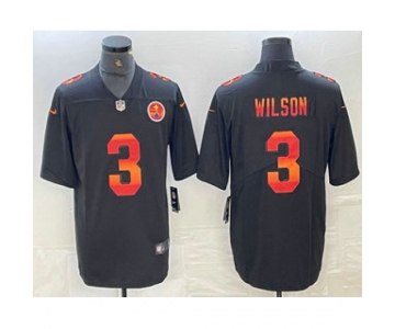 Men's Pittsburgh Steelers #3 Russell Wilson Black Red Orange Stripe Vapor Limited Nike NFL Jersey