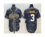 Men's Pittsburgh Steelers #3 Russell Wilson Camo With Cool Base Stitched Baseball Jersey