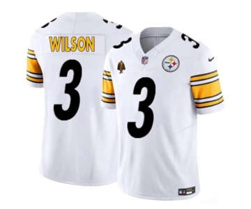 Men's Pittsburgh Steelers #3 Russell Wilson White F.U.S.E. With Walter Payton Patch Vapor Limited Football Stitched Jersey