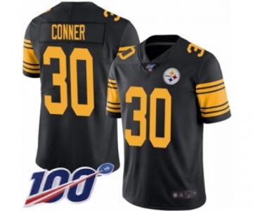 Men's Pittsburgh Steelers #30 James Conner Limited Black Rush Vapor Untouchable 100th Season Football Jersey