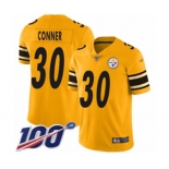 Men's Pittsburgh Steelers #30 James Conner Limited Gold Inverted Legend 100th Season Football Jersey