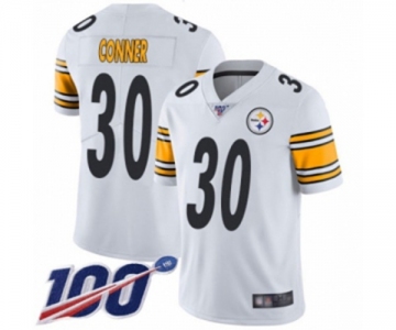 Men's Pittsburgh Steelers #30 James Conner White Vapor Untouchable Limited Player 100th Season Football Jersey