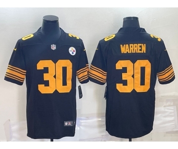 Men's Pittsburgh Steelers #30 Jaylen Warren Black Color Rush Stitched Jersey