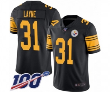 Men's Pittsburgh Steelers #31 Justin Layne Limited Black Rush Vapor Untouchable 100th Season Football Jersey