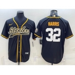 Men's Pittsburgh Steelers #32 Franco Harris Black With Patch Cool Base Stitched Baseball Jerseys