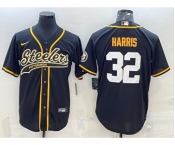 Men's Pittsburgh Steelers #32 Franco Harris Black With Patch Cool Base Stitched Baseball Jerseys