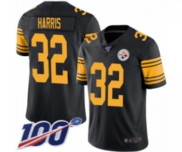 Men's Pittsburgh Steelers #32 Franco Harris Limited Black Rush Vapor Untouchable 100th Season Football Jersey