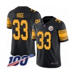 Men's Pittsburgh Steelers #33 Merril Hoge Limited Black Rush Vapor Untouchable 100th Season Football Jersey