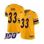 Men's Pittsburgh Steelers #33 Merril Hoge Limited Gold Inverted Legend 100th Season Football Jersey