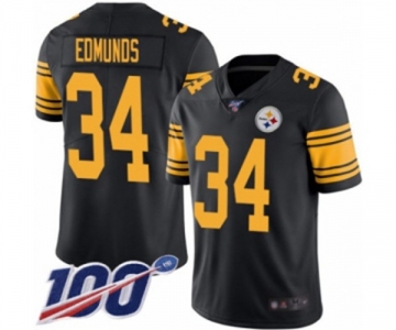 Men's Pittsburgh Steelers #34 Terrell Edmunds Limited Black Rush Vapor Untouchable 100th Season Football Jersey