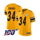 Men's Pittsburgh Steelers #34 Terrell Edmunds Limited Gold Inverted Legend 100th Season Football Jersey