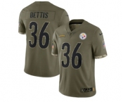 Men's Pittsburgh Steelers #36 Jerome Bettis 2022 Olive Salute To Service Limited Stitched Jersey