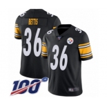 Men's Pittsburgh Steelers #36 Jerome Bettis Black Team Color Vapor Untouchable Limited Player 100th Season Football Jersey