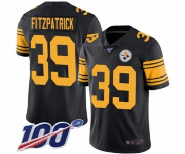 Men's Pittsburgh Steelers #39 Minkah Fitzpatrick Limited Black Rush Vapor Untouchable 100th Season Football Jersey