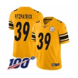 Men's Pittsburgh Steelers #39 Minkah Fitzpatrick Limited Gold Inverted Legend 100th Season Football Jersey