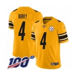 Men's Pittsburgh Steelers #4 Jordan Berry Limited Gold Inverted Legend 100th Season Football Jersey