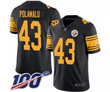 Men's Pittsburgh Steelers #43 Troy Polamalu Limited Black Rush Vapor Untouchable 100th Season Football Jersey