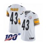 Men's Pittsburgh Steelers #43 Troy Polamalu White Vapor Untouchable Limited Player 100th Season Football Jersey