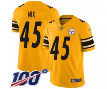 Men's Pittsburgh Steelers #45 Roosevelt Nix Limited Gold Inverted Legend 100th Season Football Jersey