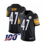 Men's Pittsburgh Steelers #47 Mel Blount Black Team Color Vapor Untouchable Limited Player 100th Season Football Jersey