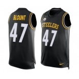 Men's Pittsburgh Steelers #47 Mel Blount Limited Black Player Name & Number Tank Top Football Jersey