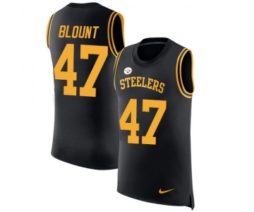 Men's Pittsburgh Steelers #47 Mel Blount Limited Black Rush Player Name & Number Tank Top Football Jersey