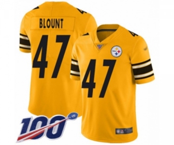 Men's Pittsburgh Steelers #47 Mel Blount Limited Gold Inverted Legend 100th Season Football Jersey