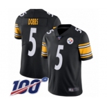 Men's Pittsburgh Steelers #5 Joshua Dobbs Black Team Color Vapor Untouchable Limited Player 100th Season Football Jersey