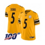 Men's Pittsburgh Steelers #5 Joshua Dobbs Limited Gold Inverted Legend 100th Season Football Jersey