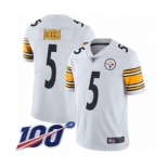 Men's Pittsburgh Steelers #5 Joshua Dobbs White Vapor Untouchable Limited Player 100th Season Football Jersey