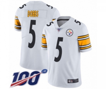 Men's Pittsburgh Steelers #5 Joshua Dobbs White Vapor Untouchable Limited Player 100th Season Football Jersey