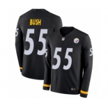 Men's Pittsburgh Steelers #55 Devin Bush Limited Black Therma Long Sleeve Football Jersey