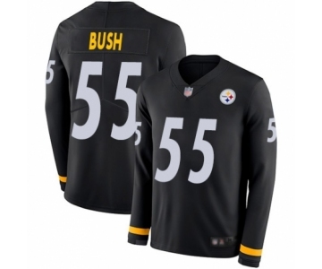 Men's Pittsburgh Steelers #55 Devin Bush Limited Black Therma Long Sleeve Football Jersey