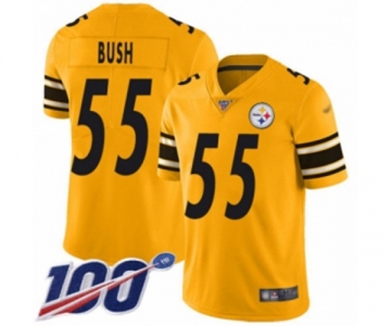 Men's Pittsburgh Steelers #55 Devin Bush Limited Gold Inverted Legend 100th Season Football Jersey