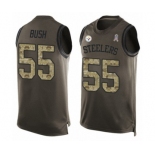 Men's Pittsburgh Steelers #55 Devin Bush Limited Green Salute to Service Tank Top Football Jersey