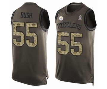 Men's Pittsburgh Steelers #55 Devin Bush Limited Green Salute to Service Tank Top Football Jersey