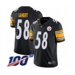 Men's Pittsburgh Steelers #58 Jack Lambert Black Team Color Vapor Untouchable Limited Player 100th Season Football Jersey