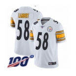 Men's Pittsburgh Steelers #58 Jack Lambert White Vapor Untouchable Limited Player 100th Season Football Jersey