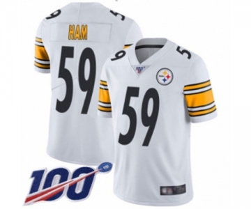 Men's Pittsburgh Steelers #59 Jack Ham White Vapor Untouchable Limited Player 100th Season Football Jersey