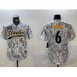 Men's Pittsburgh Steelers #6 Patrick Queen Arctic Camo 2024 Salute to Service Stitched Baseball Jerseys