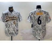 Men's Pittsburgh Steelers #6 Patrick Queen Arctic Camo 2024 Salute to Service Stitched Baseball Jerseys