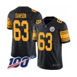 Men's Pittsburgh Steelers #63 Dermontti Dawson Limited Black Rush Vapor Untouchable 100th Season Football Jersey