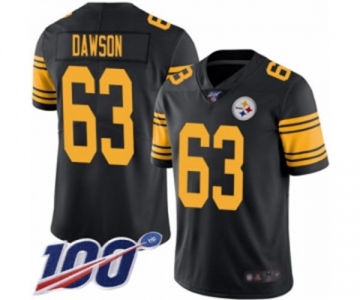 Men's Pittsburgh Steelers #63 Dermontti Dawson Limited Black Rush Vapor Untouchable 100th Season Football Jersey