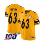 Men's Pittsburgh Steelers #63 Dermontti Dawson Limited Gold Inverted Legend 100th Season Football Jersey