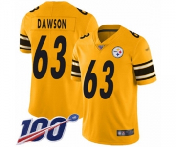 Men's Pittsburgh Steelers #63 Dermontti Dawson Limited Gold Inverted Legend 100th Season Football Jersey