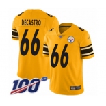 Men's Pittsburgh Steelers #66 David DeCastro Limited Gold Inverted Legend 100th Season Football Jersey